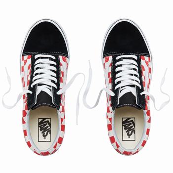 Damske Tenisky Vans Checkerboard Old Skool Čierne Červené VA85EYMNA